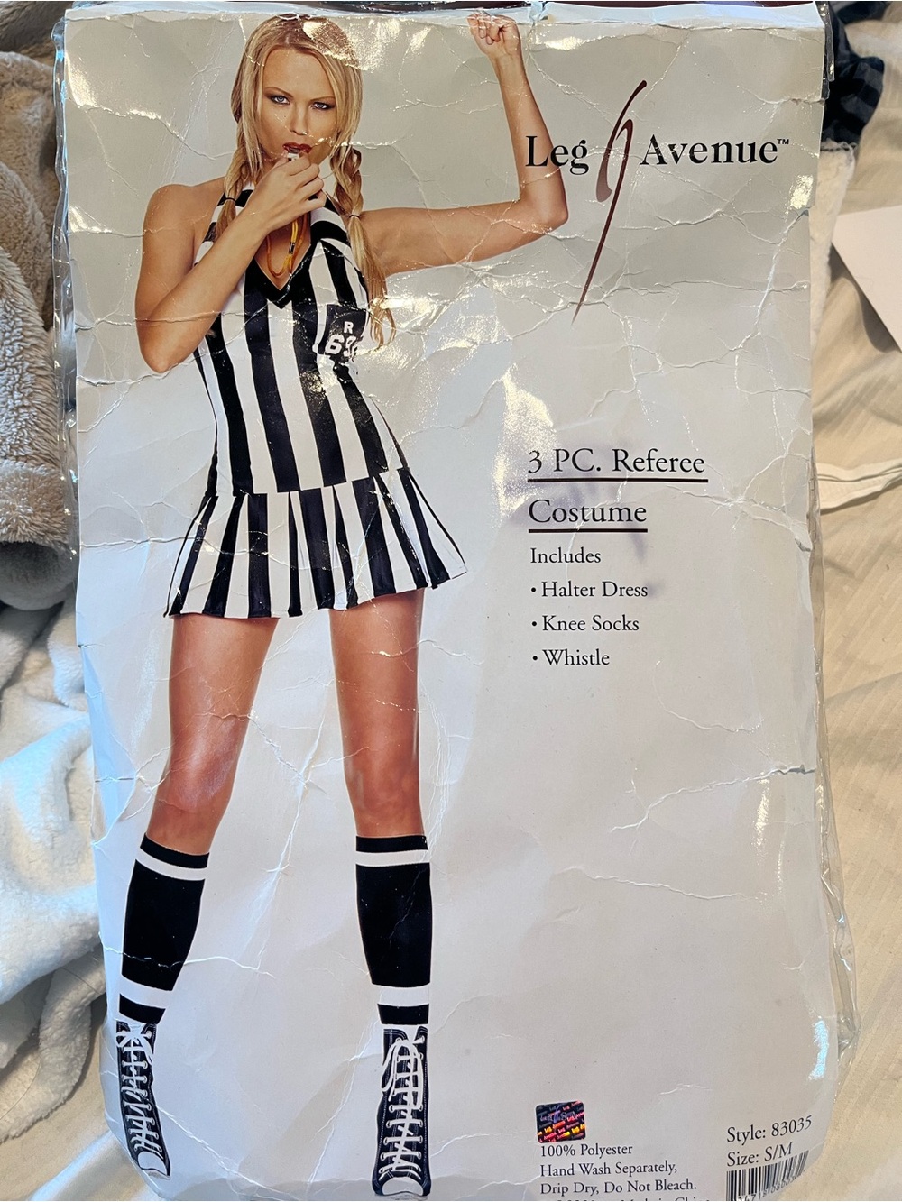 Leg Avenue Black and White Striped Referee Halter Costume Dress with Knee Socks